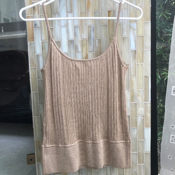 Express Gold Metallic Ribbed Tank Top - Picture 3 of 6